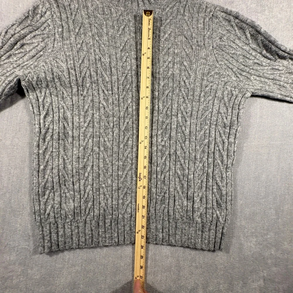 Express Mens Gray Cable Knit Mock Neck Sweater Large L Long Sleeve Pullover